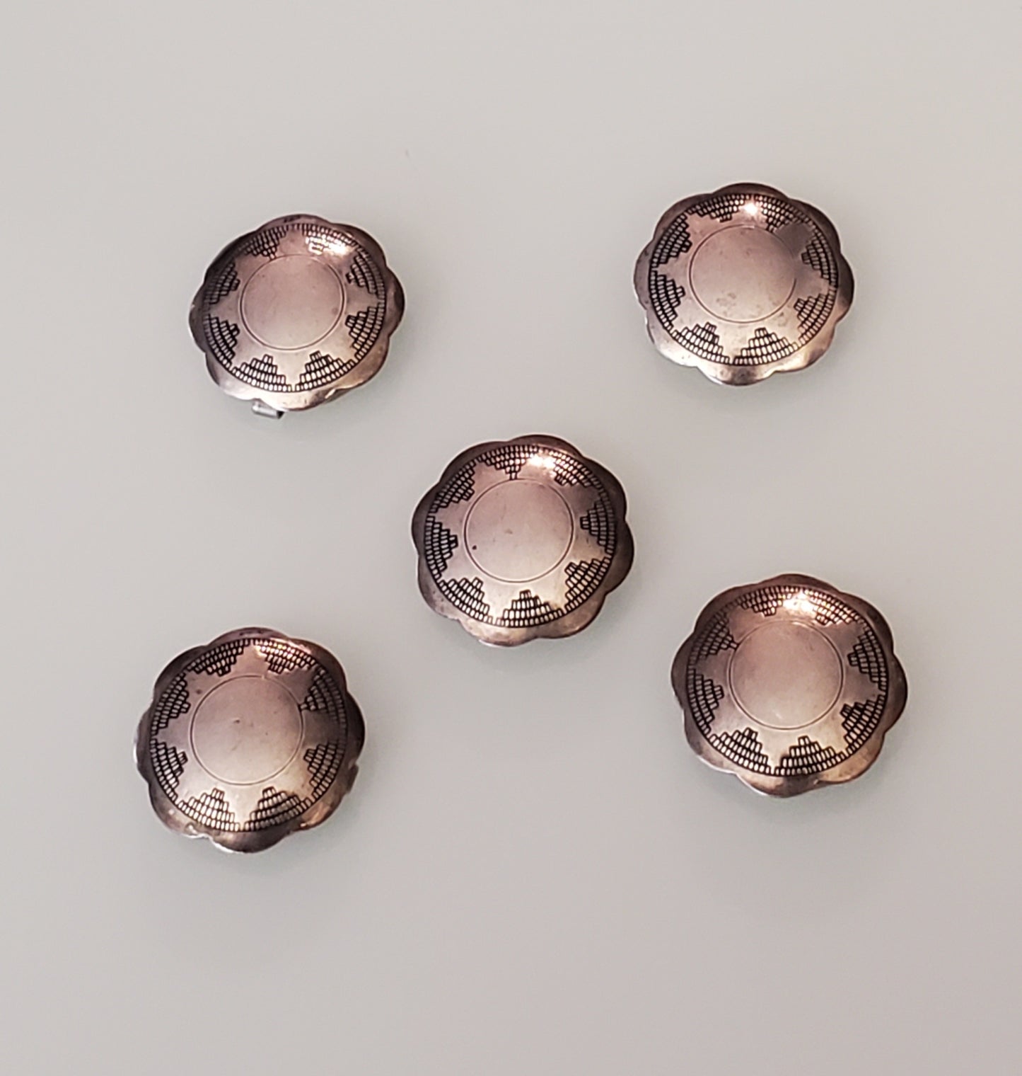 1536-Vintage Sterling Button Covers 5pc