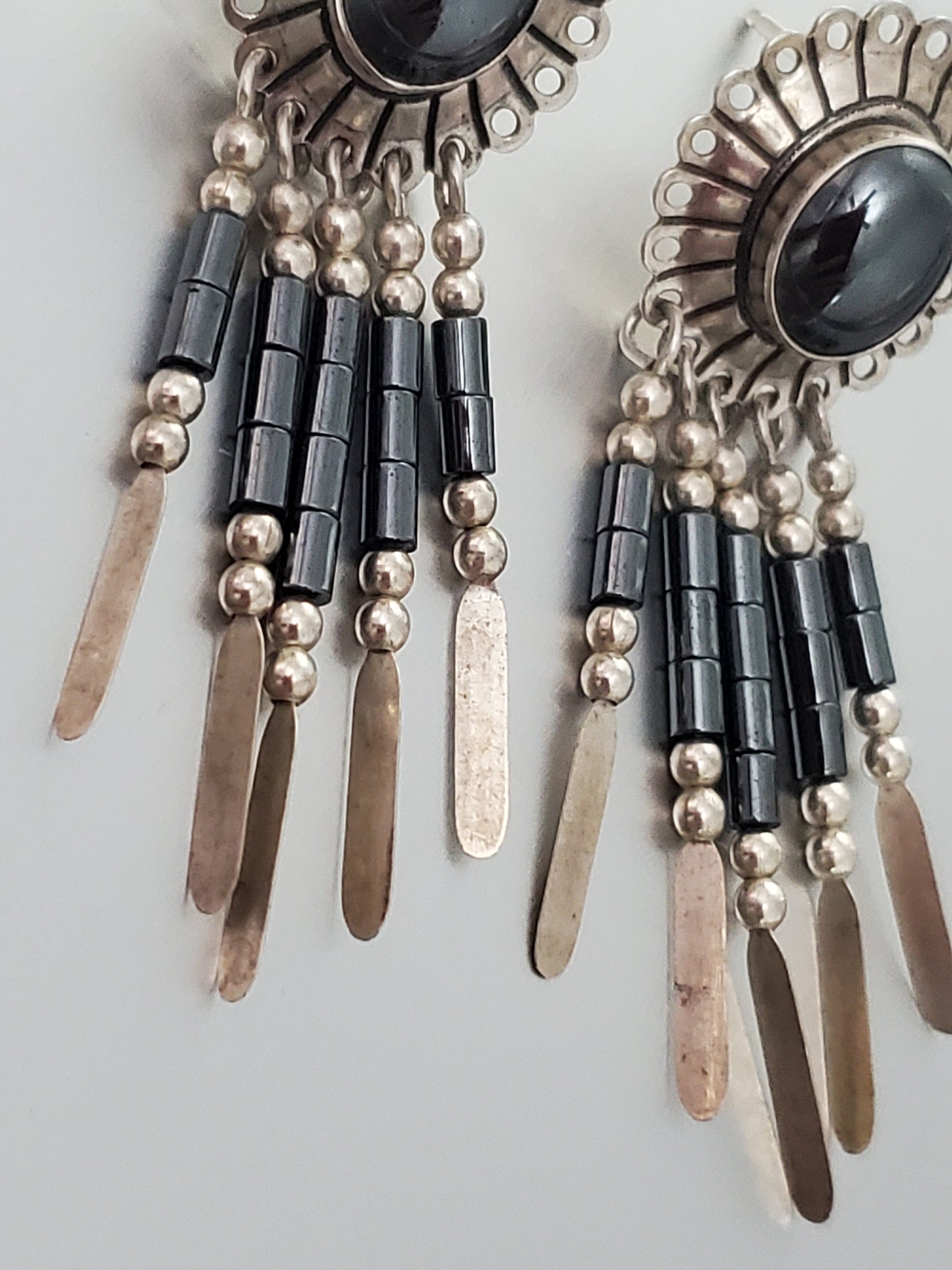 2770-Sterling & Stone Concha Dangle Earrings