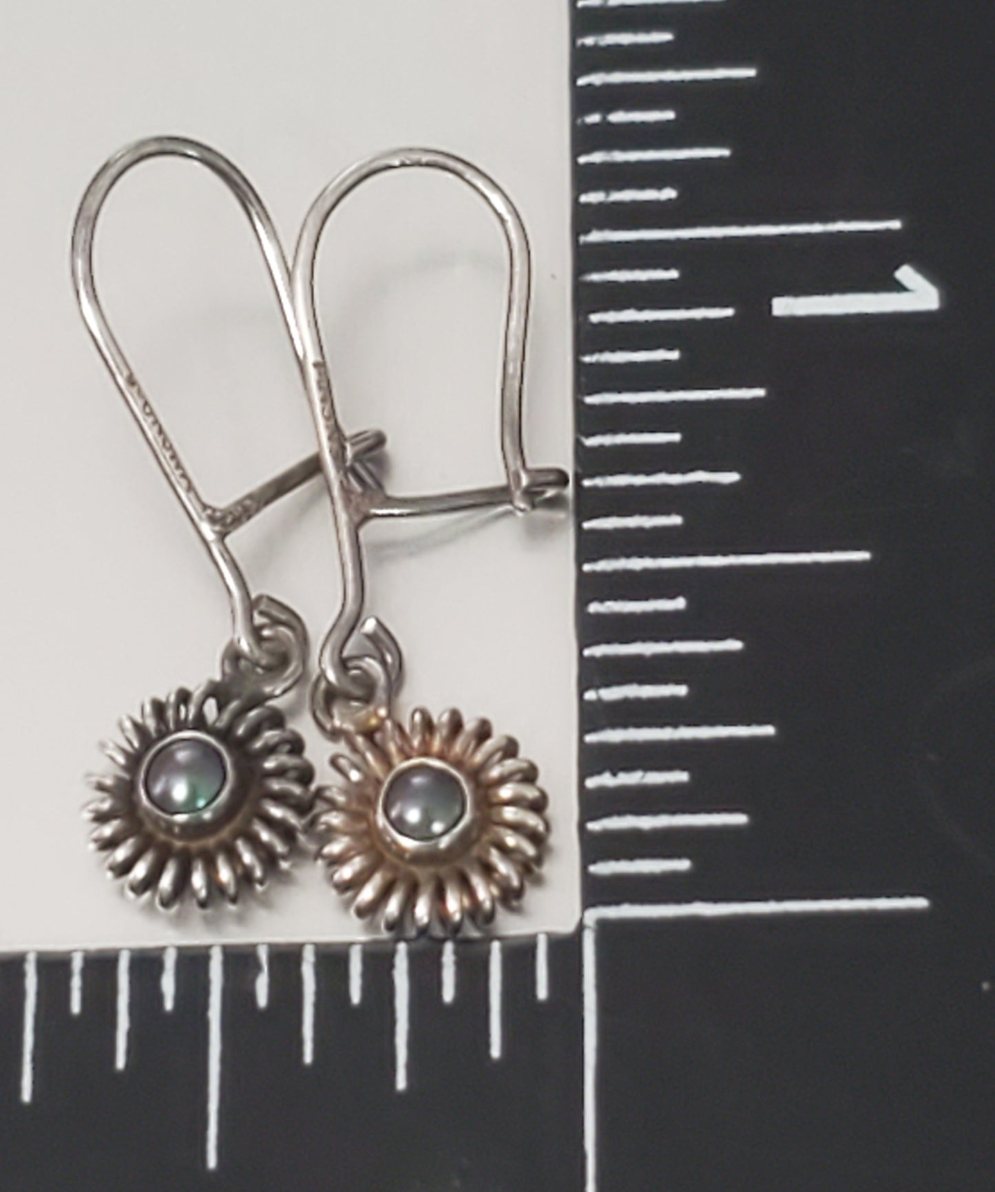 2782-Signed Pearl & Sterling Silver Dangle Earrings