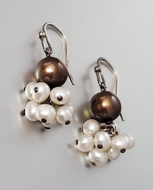 2788-Pearl & Sterling Silver Dangle Earrings