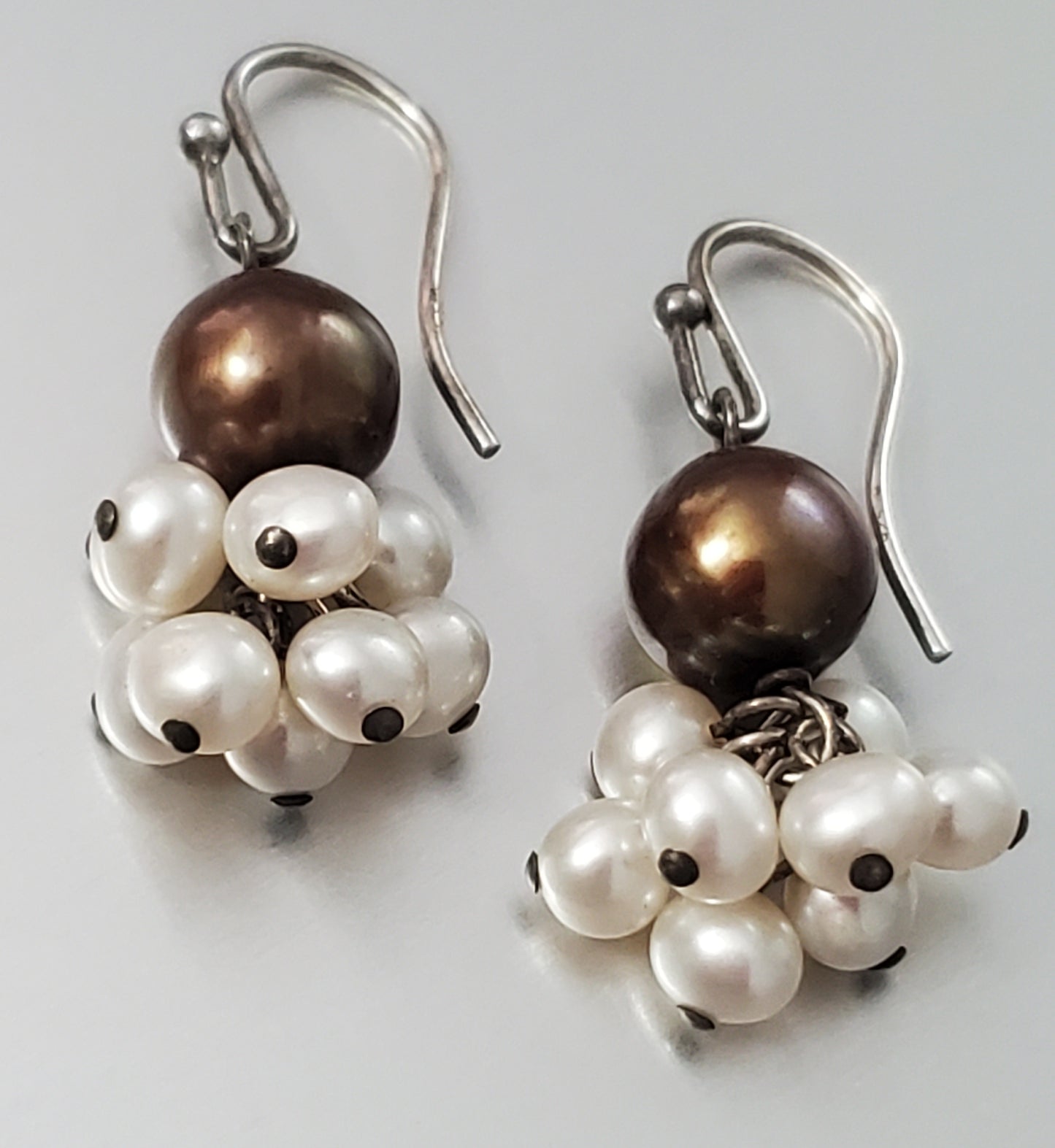 2788-Pearl & Sterling Silver Dangle Earrings
