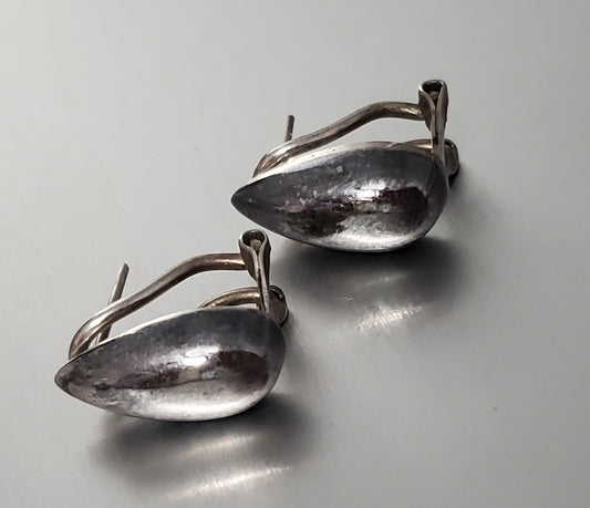 2802-Teardrop Dome Style Sterling Post Earrings