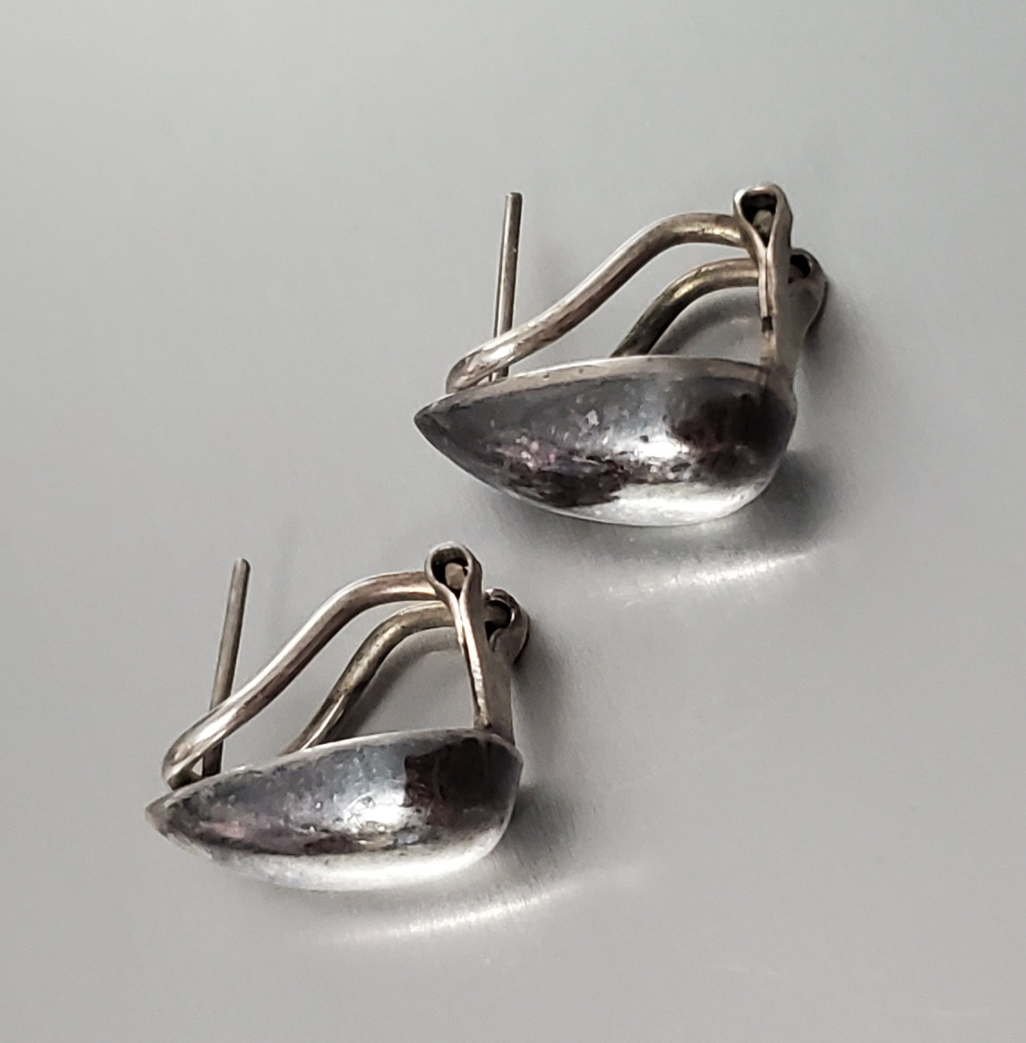 2802-Teardrop Dome Style Sterling Post Earrings
