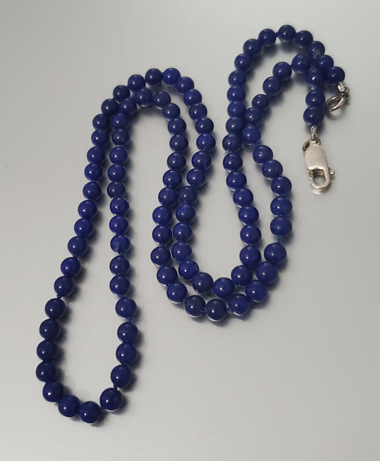2669-Stone & Sterling Simple Beaded Necklace
