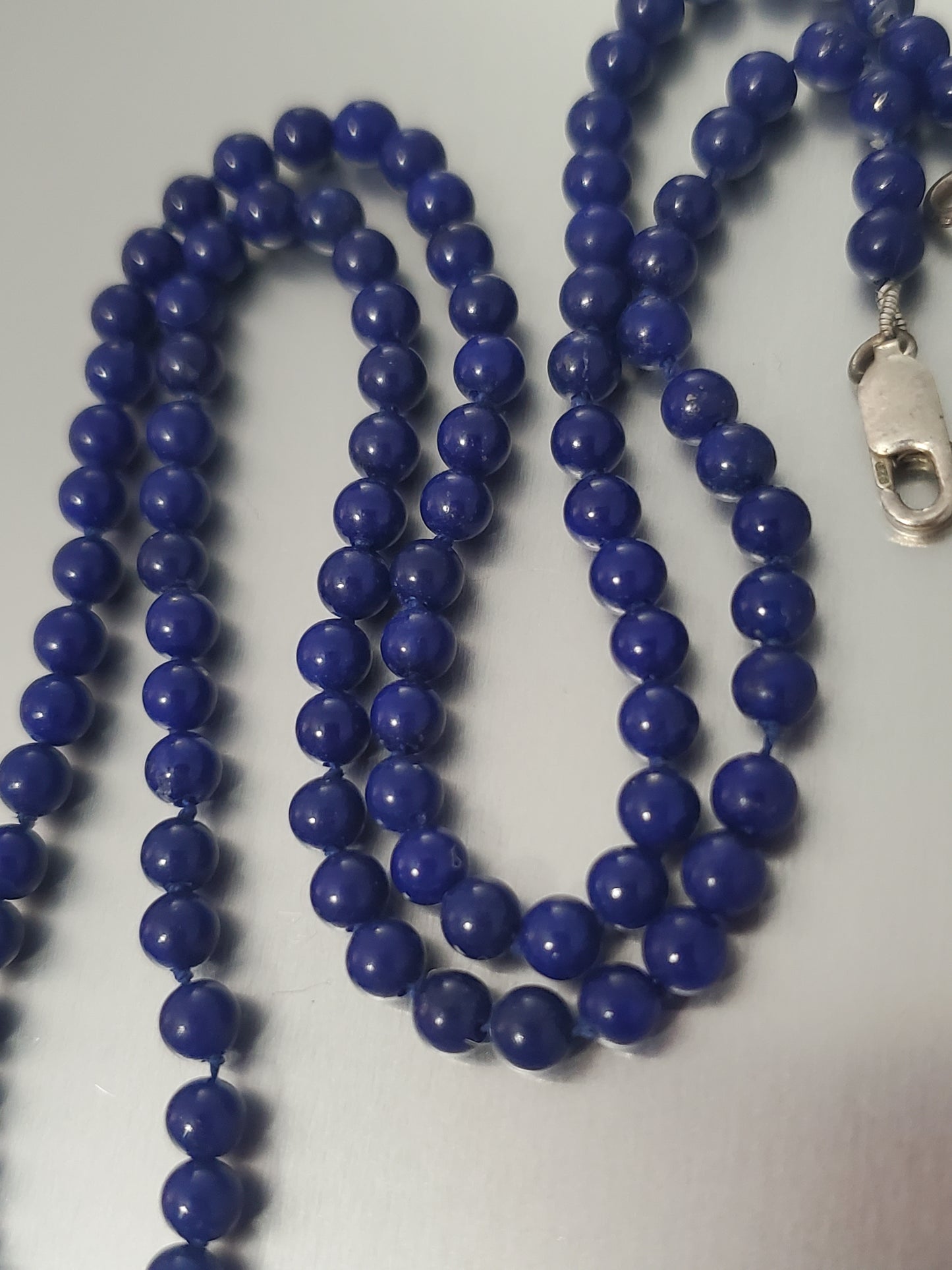 2669-Stone & Sterling Simple Beaded Necklace