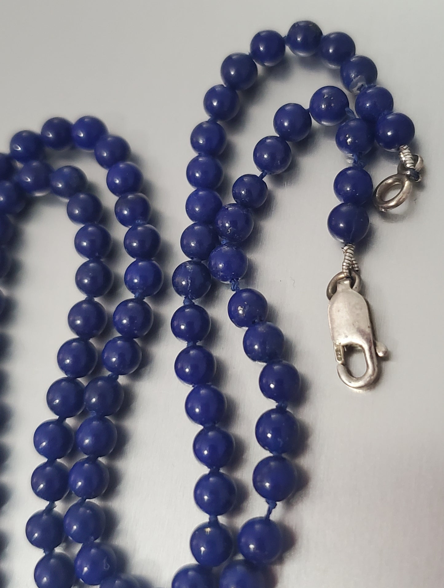 2669-Stone & Sterling Simple Beaded Necklace