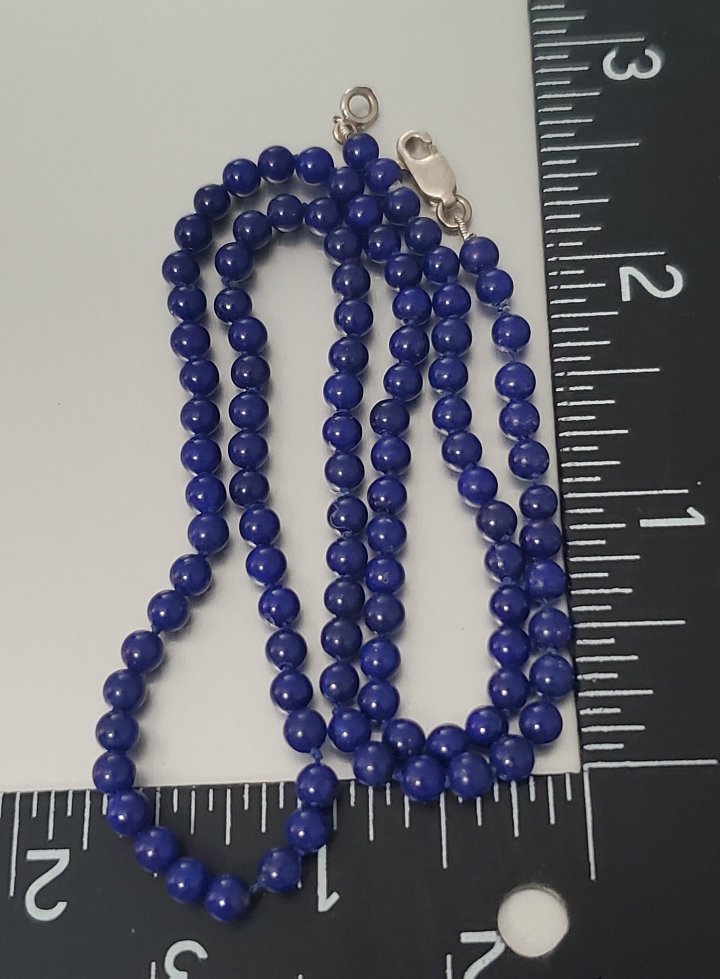 2669-Stone & Sterling Simple Beaded Necklace