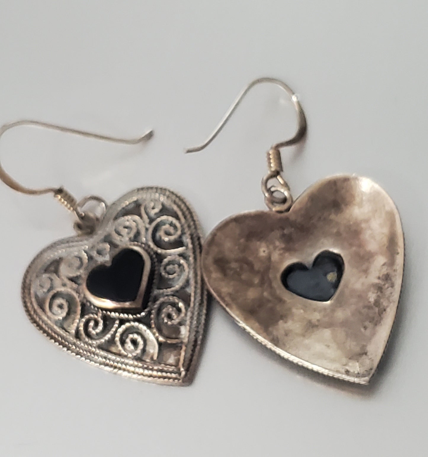 2226-Sterling Silver Dangle Heart Earrings