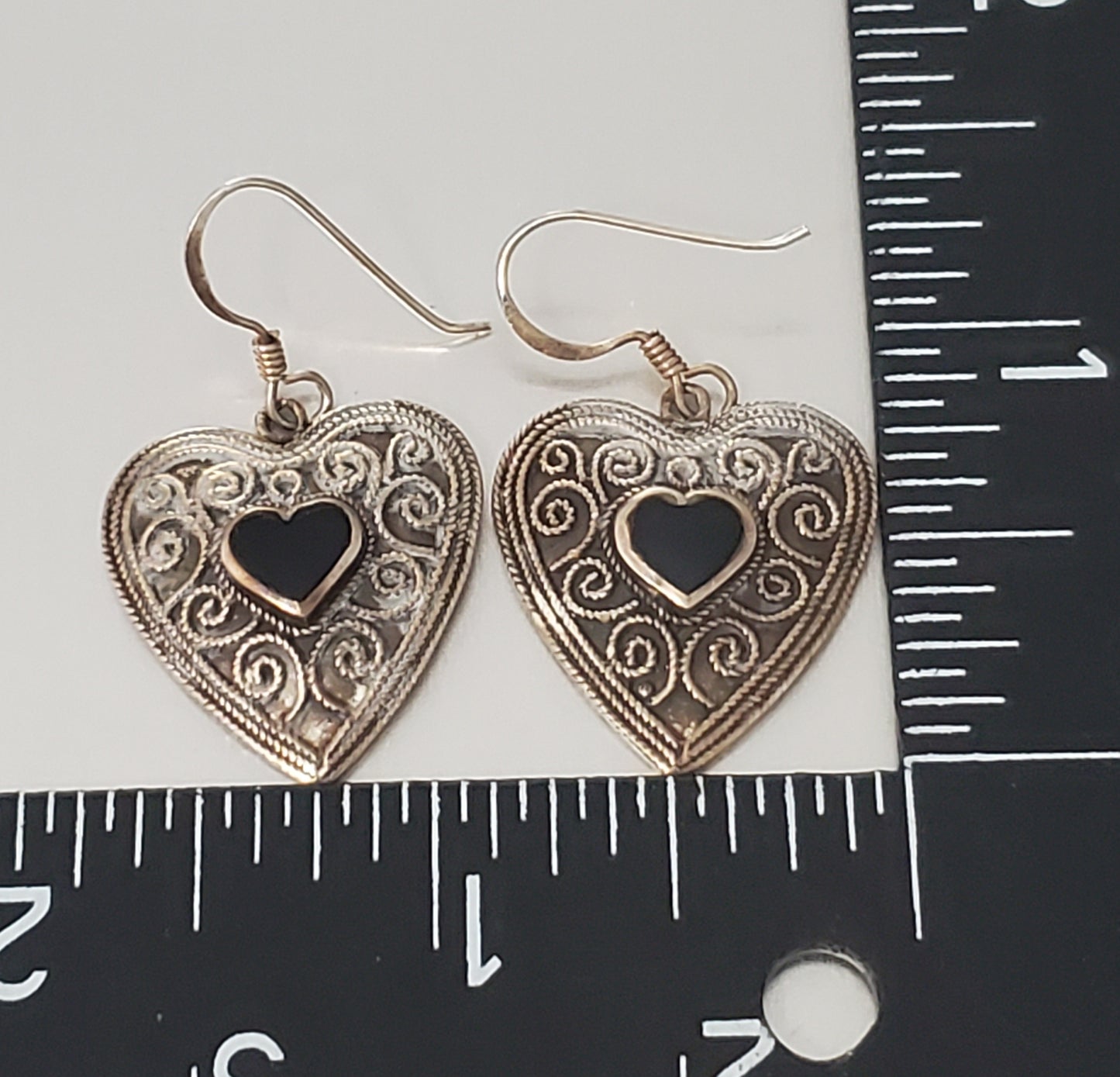 2226-Sterling Silver Dangle Heart Earrings