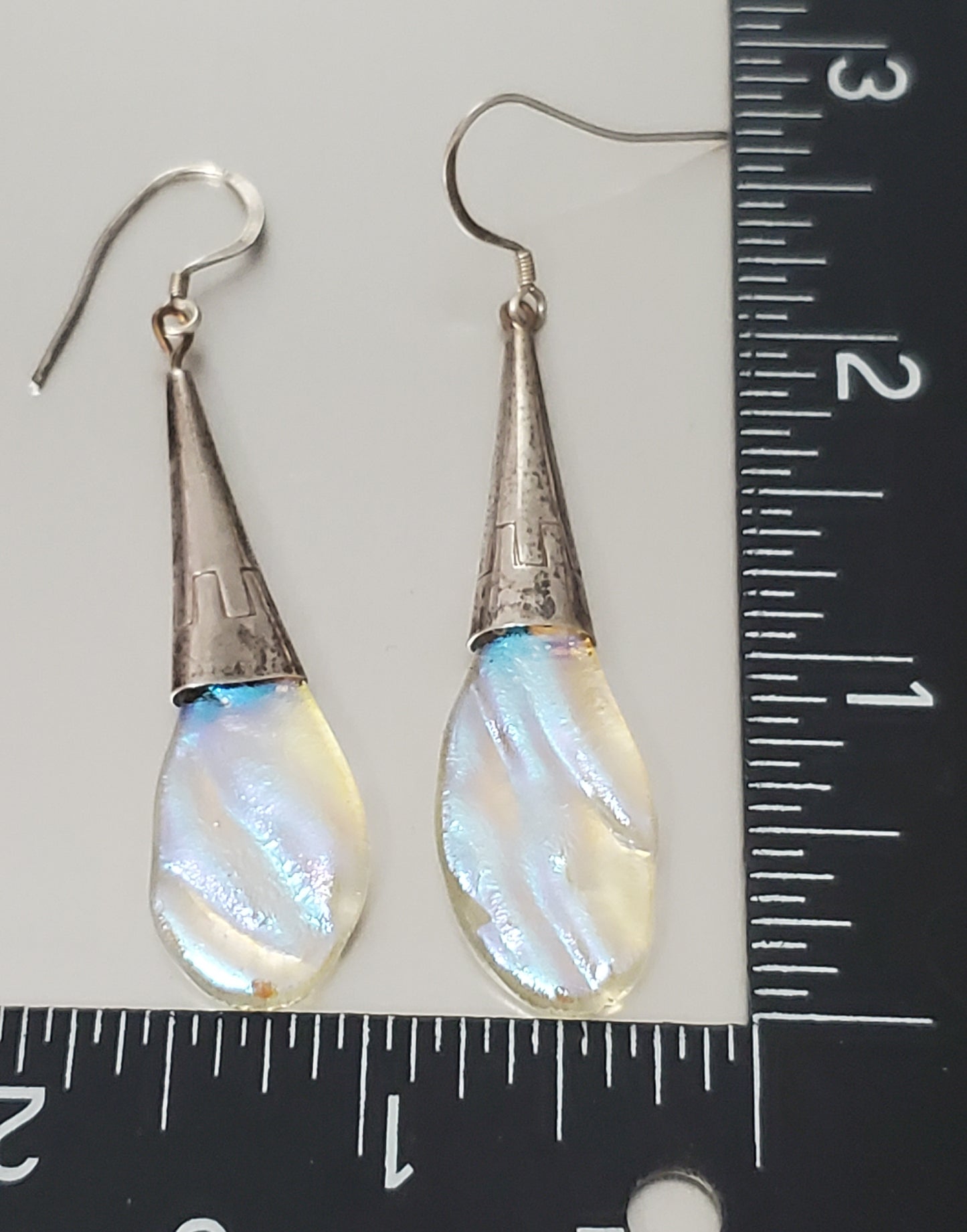 2829-Sterling Art Glass Dangle Earrings