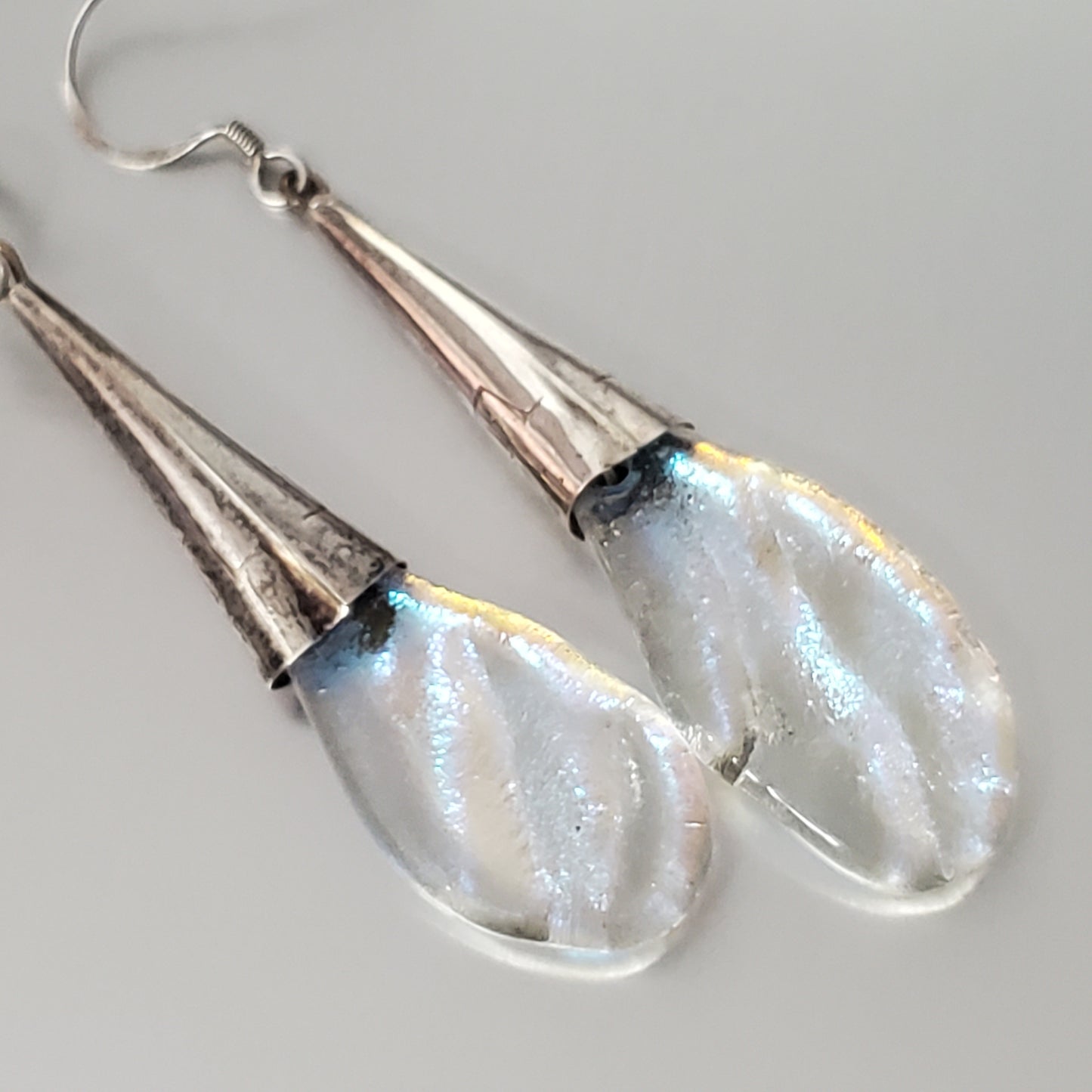 2829-Sterling Art Glass Dangle Earrings