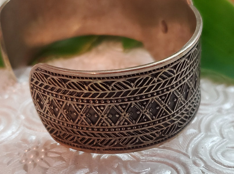 Large Egyptian Sterling Silver Cuff Bracelet