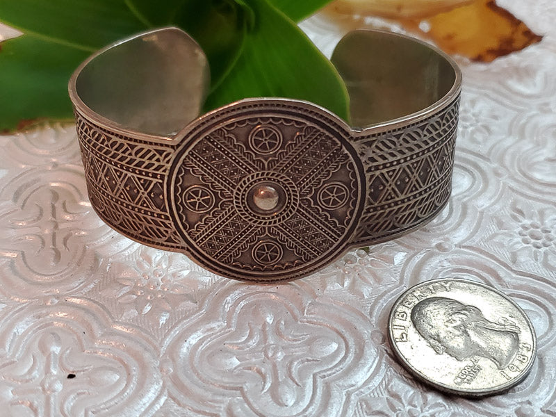 Large Egyptian Sterling Silver Cuff Bracelet