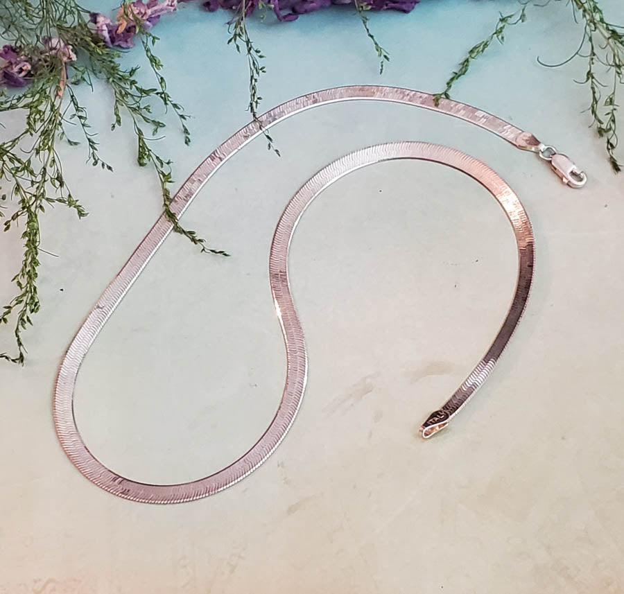 Italy Sterling Silver Herringbone Chain