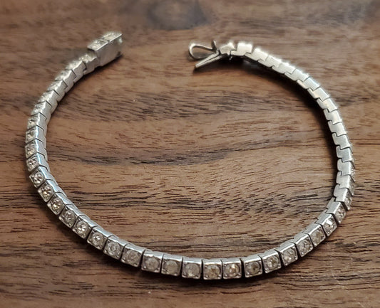 Vintage Sterling Silver Rhinestone Bracelet