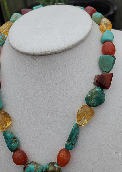 Multi Gemstone Sterling Necklace