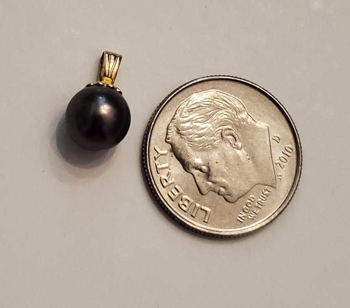 7mm Tahitian Pearl 14k Gold Pendant