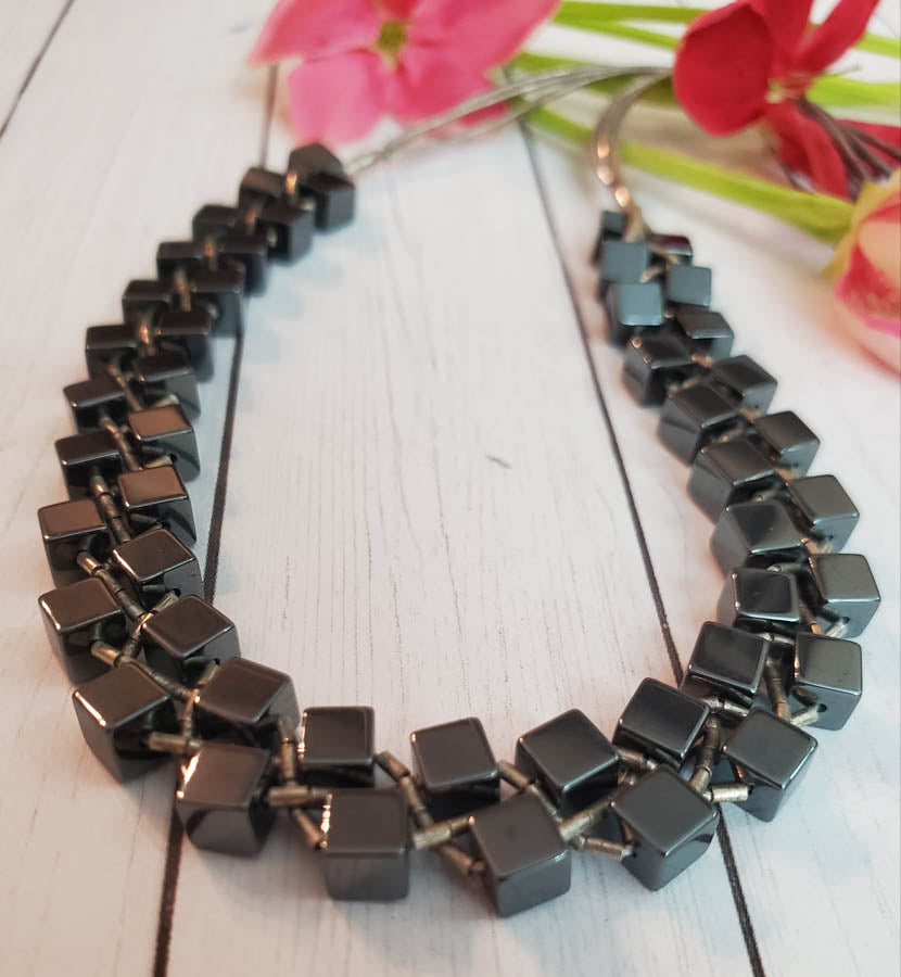 Liquid Sterling Silver Hematite Necklace