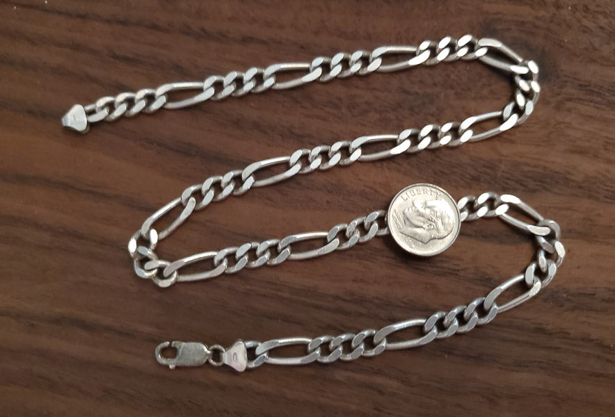 Thick Heavy Italy Sterling Silver Figaro Chain