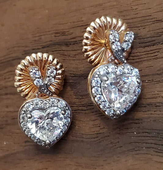 Rose Gold over Sterling Heart Halo Earrings