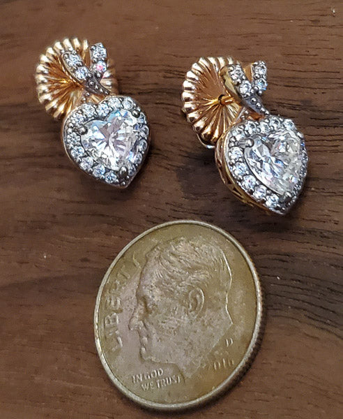 Rose Gold over Sterling Heart Halo Earrings