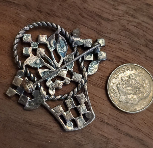 FAS Sterling Silver Basket Brooch