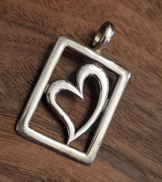 Sterling Silver Heart in a Box Pendant