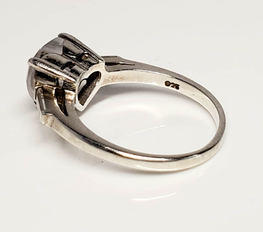 Sterling Silver Frosted CZ Heart Ring Sz 8
