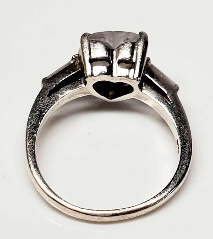 Sterling Silver Frosted CZ Heart Ring Sz 8
