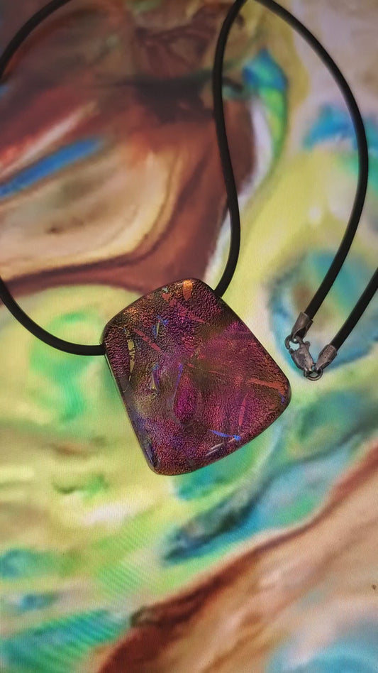 4142-Foiled Art Glass Sterling Necklace