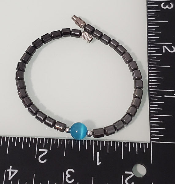 71171-Hematite & Cats Eye Bracelet