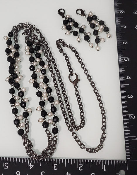 71279-Black Gun Coated 40" Beaded Necklace