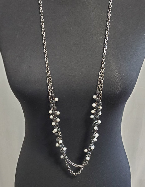 71279-Black Gun Coated 40" Beaded Necklace