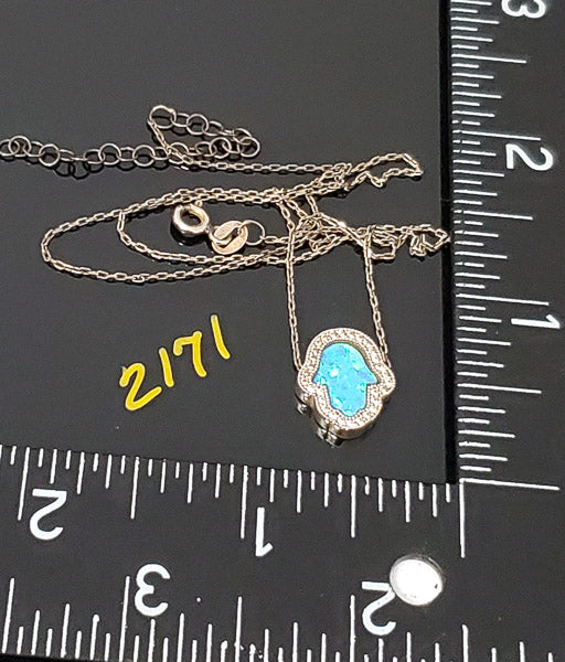 Vermeil Sterling Opal Hamsa Slide Necklace