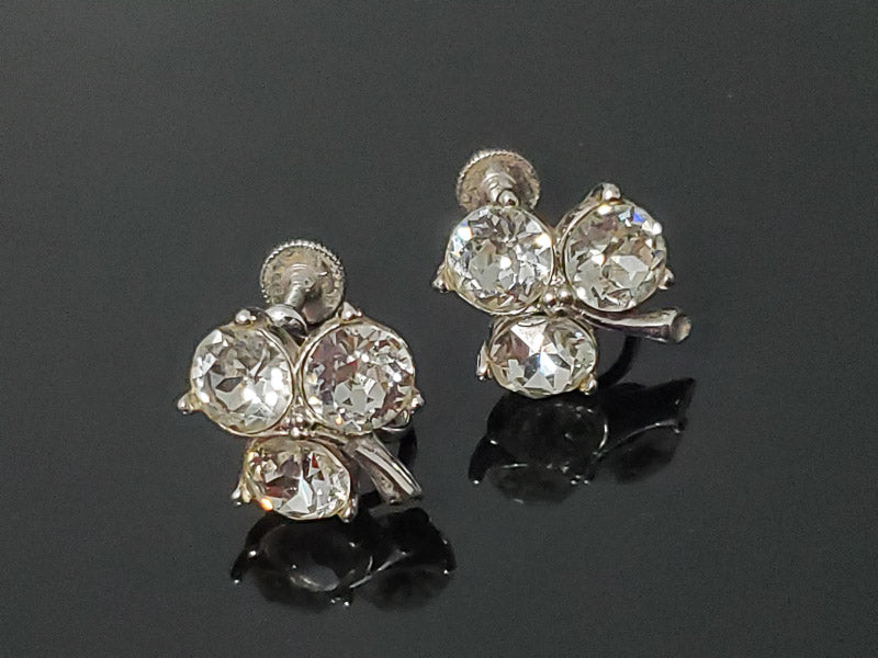 Vintage Clear Rhinestone BOGOFF Screw Back Earrings