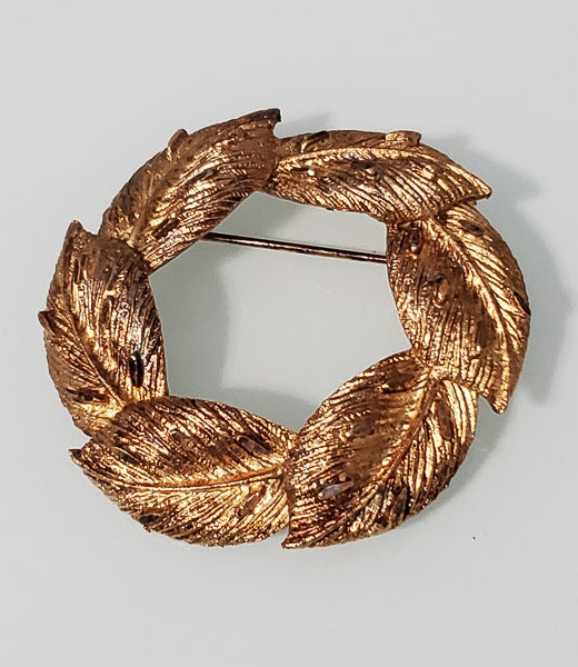 5478-Vintage Coro Gold Leaf Brooch