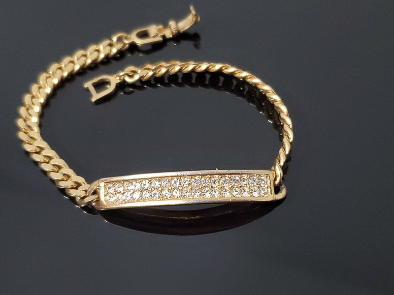 Christian Dior Gold Plated ID Bar Bracelet