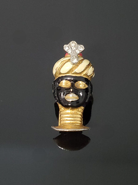 Vintage Coro Pat. Blackamoor Head Clip Brooch 1930's
