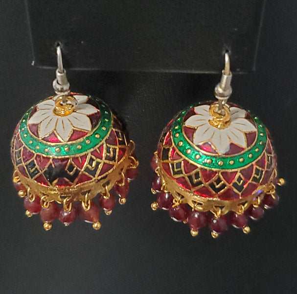 4440-Bollywood Indian Jhumka Enamel Earrings