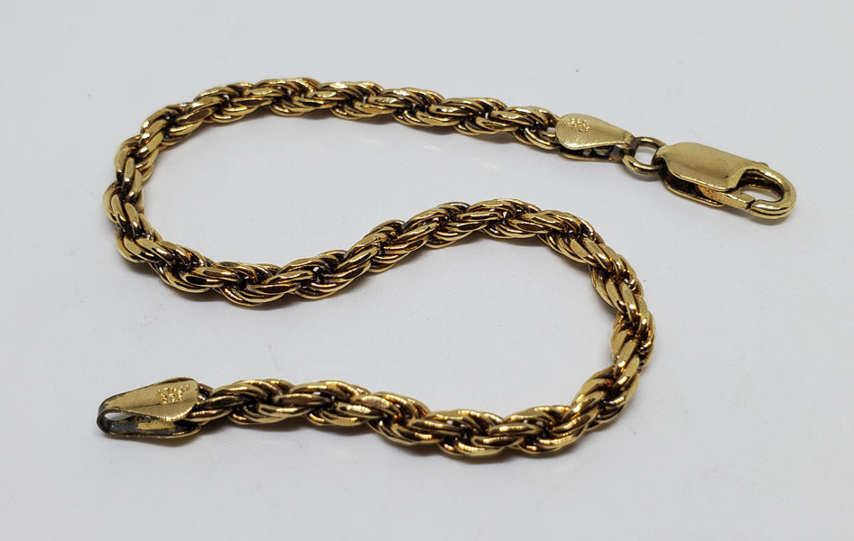 Italy Gold Over Sterling Silver Rope Bracelet