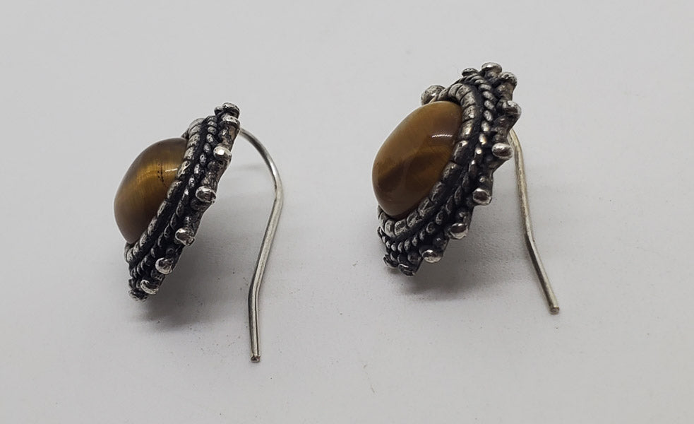 925 Sterling Silver Tigers Eye Earrings