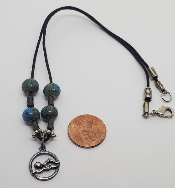 Sterling Cord Swimming Pendant Necklace