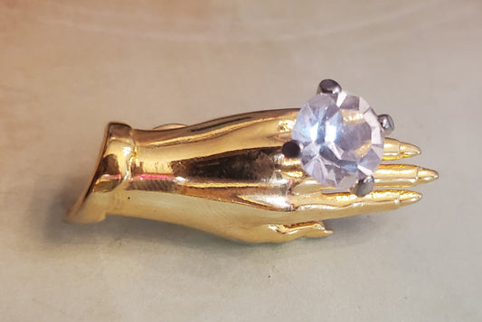 Rare M. JENT Ring Hand Pin Brooch