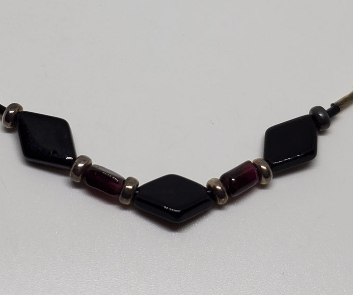 Onyx and Garnet Sterling Silver Necklace