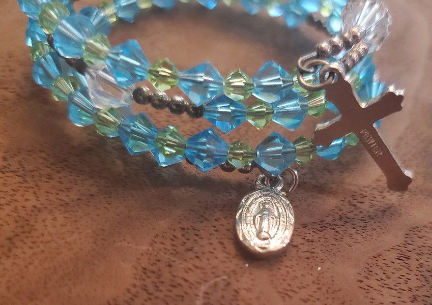 Religious Crystal Beaded Wrap Bracelet