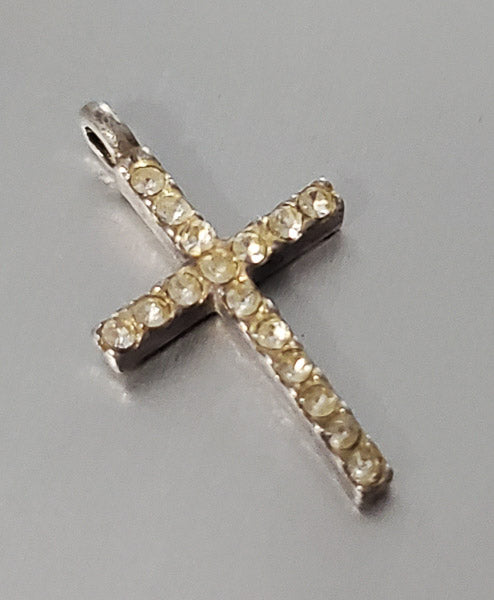 3712-Sterling Silver Rhinestone Cross Charm