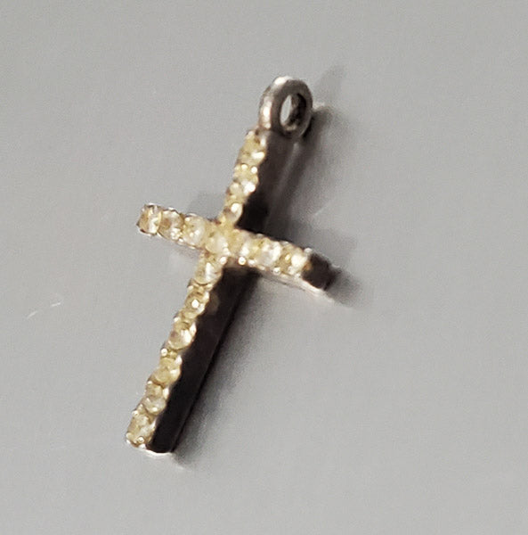 3712-Sterling Silver Rhinestone Cross Charm