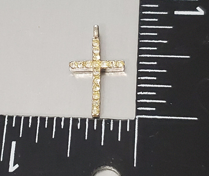 3712-Sterling Silver Rhinestone Cross Charm