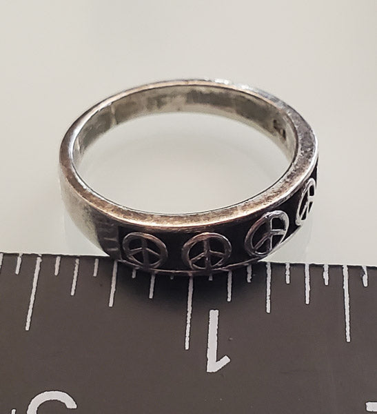 2681-Peace Sign Sterling Silver Ring sz 9