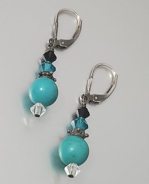 116-Stone Sterling Silver Dangle Earrings